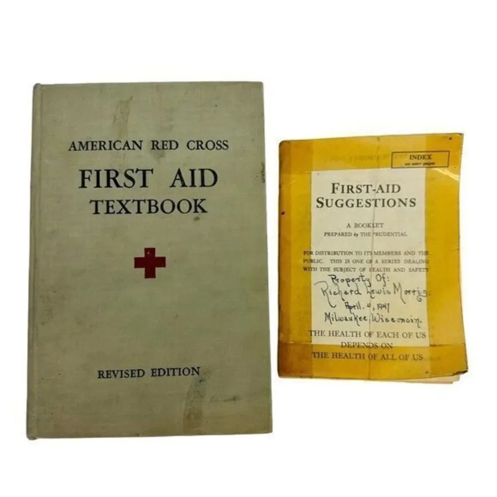 1945 American Red Cross First Aid Textbook & First-Aid Suggestion Booklet VTG